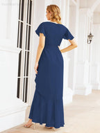 Baoleely Ruffled Bridesmaid Dresses Mermaid Formal Violin Evening Party Prom Gowns 28042