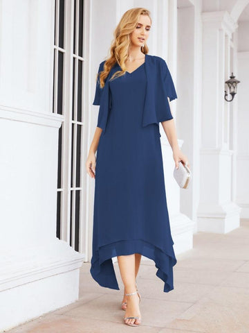 Vestido de fiesta formal de dos piezas corte A para la madre de la novia Sunderly SY28073