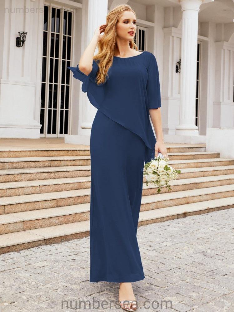 Vestido largo de fiesta formal Sunderly para la madre de la novia con capa de volantes SY28026