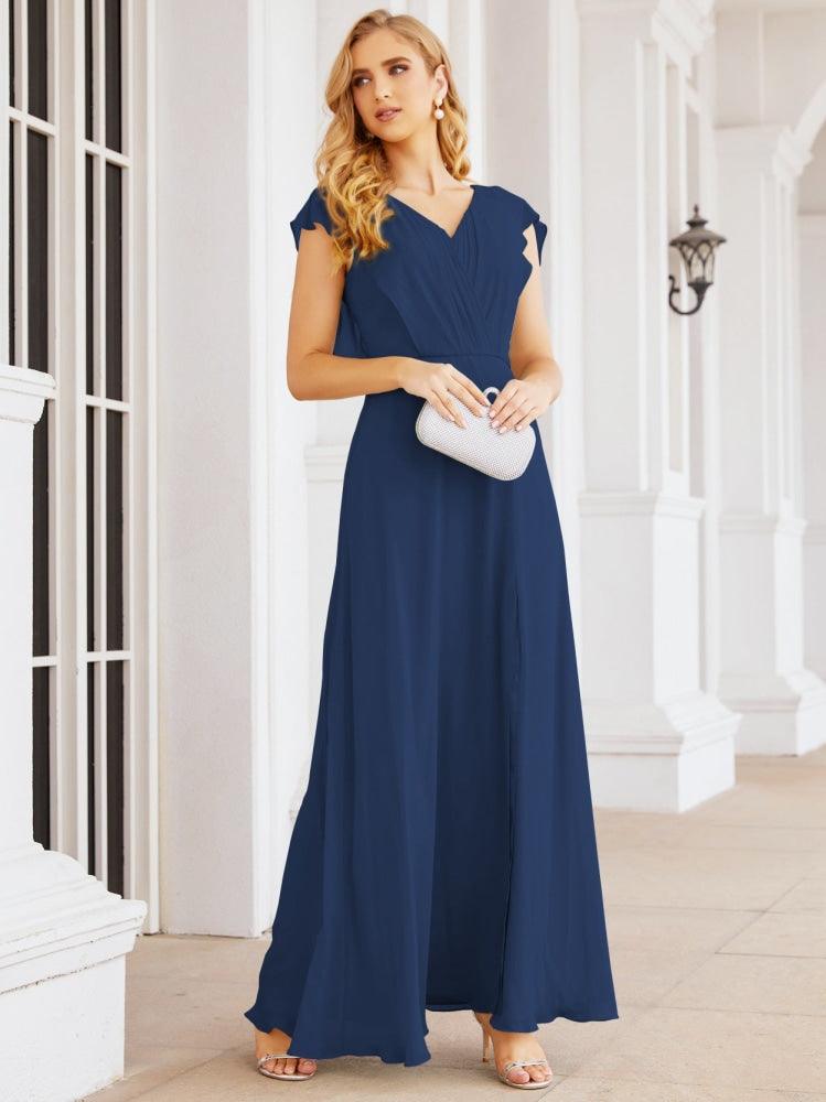 Vestidos de dama de honor Sunderly, vestido de gala formal con capa, vestido con espalda descubierta para la madre de la novia SY28058 