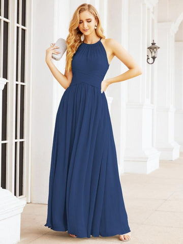 Baoleely Sleeveless Bridesmaid Dresses Long Prom Gown Zipper with Keyhole Back 28056