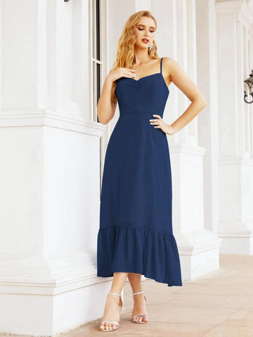 Baoleely Blackless Strap Bridesmaid Dress Ankle Length 28028