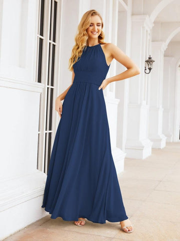 Vestidos de dama de honor Baoleely con escote tipo ojo de cerradura, sin mangas, para fiestas formales de noche y graduación 28043