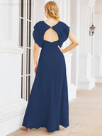Robe de demoiselle d'honneur Sunnderly, robe de bal formelle à cape, robe dos nu pour la mère de la mariée SY28058 