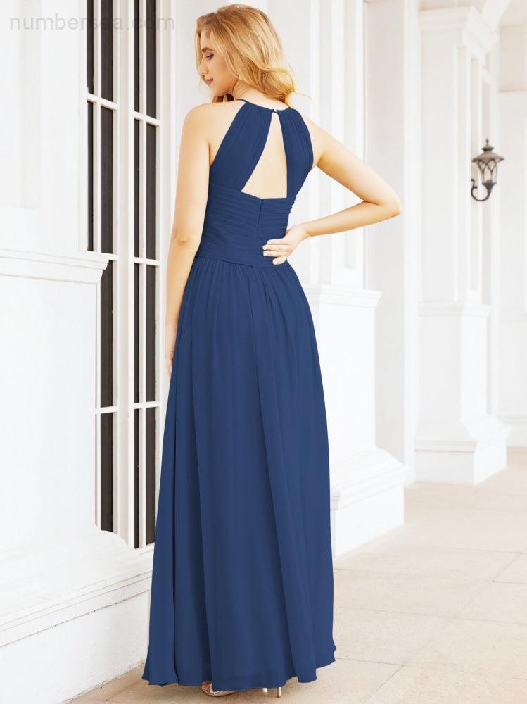Baoleely Sleeveless Bridesmaid Dresses Long Prom Gown Zipper with Keyhole Back 28056