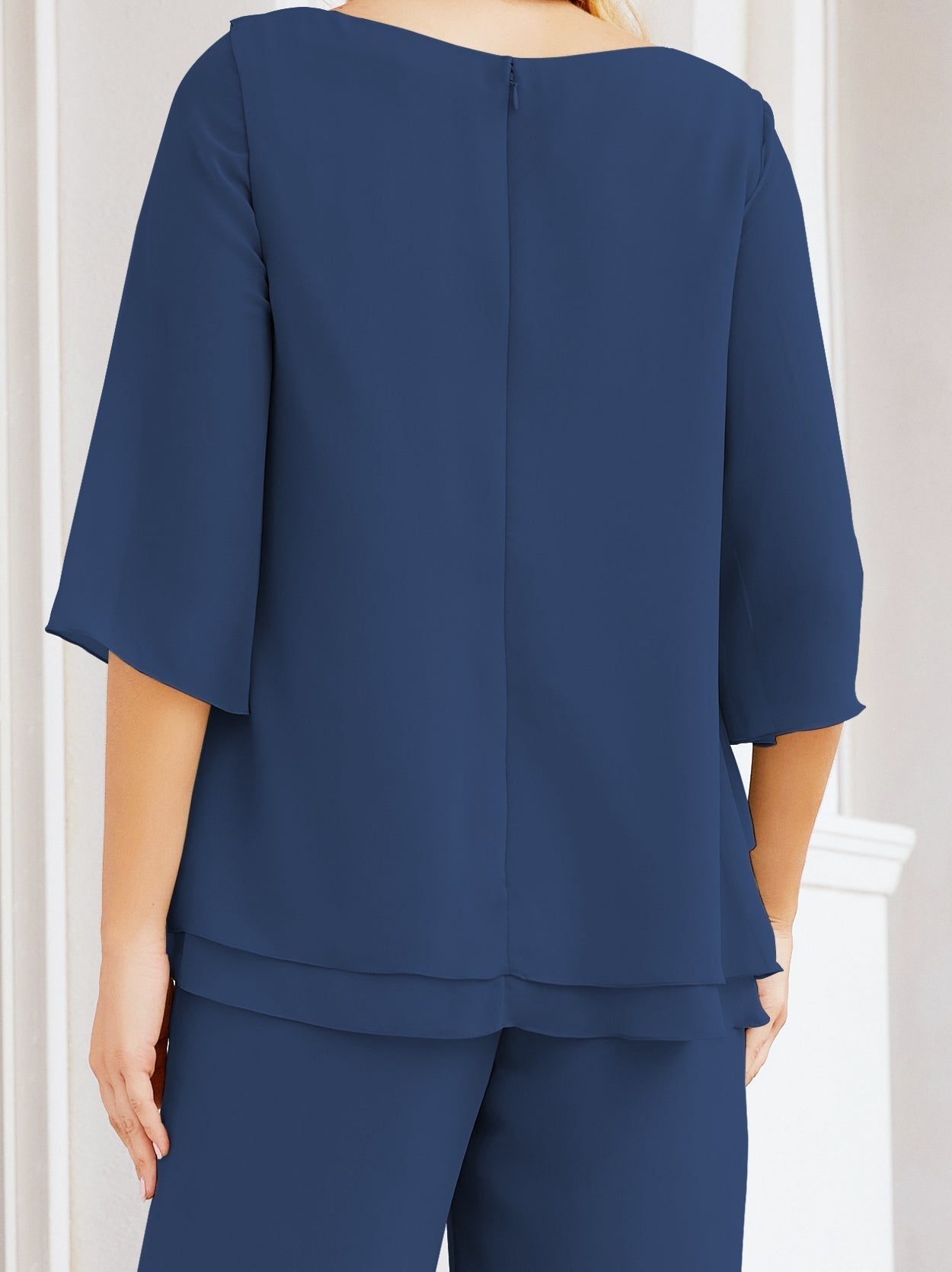 Baoleely Élégante robe mère de la mariée 2 pièces, grande taille, pantalon, volants, couches argentées, peignoir 28064