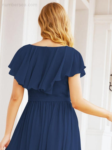 Vestidos de dama de honor con mangas abullonadas para fiesta formal de noche y graduación 28044 