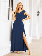 Robe de demoiselle d'honneur Sunnderly, robe de bal formelle à cape, robe dos nu pour la mère de la mariée SY28058 