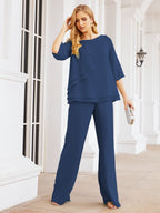 Baoleely Élégante robe mère de la mariée 2 pièces, grande taille, pantalon, volants, couches argentées, peignoir 28064