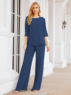 Baoleely Élégante robe mère de la mariée 2 pièces, grande taille, pantalon, volants, couches argentées, peignoir 28064