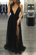 Deep V-neck Tulle Prom Dress