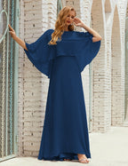 Vestido de dama de honor Sunderly para mujer, manga larga, cuello en V, de gasa, vestido formal de fiesta de boda SY28018