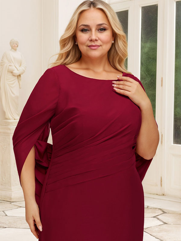 Vestido de chifón hasta el suelo, corte sirena/trompeta, para la madre de la novia, con pliegues 