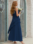 Vestido largo de gasa de talla grande para la madre de la novia, vestido de gala para dama de honor, vestido de graduación SY28019