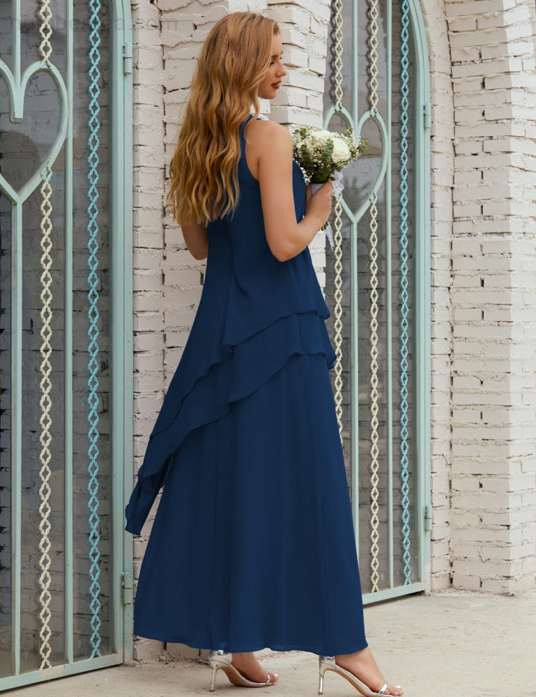 Vestido largo de gasa de talla grande para la madre de la novia, vestido de gala para dama de honor, vestido de graduación SY28019