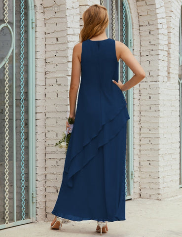 Vestido largo de gasa de talla grande para la madre de la novia, vestido de gala para dama de honor, vestido de graduación SY28019