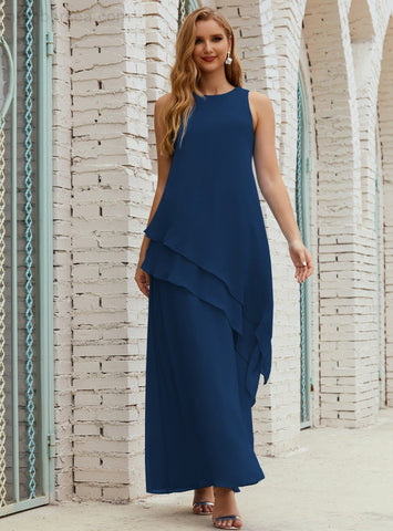 Vestido largo de gasa de talla grande para la madre de la novia, vestido de gala para dama de honor, vestido de graduación SY28019