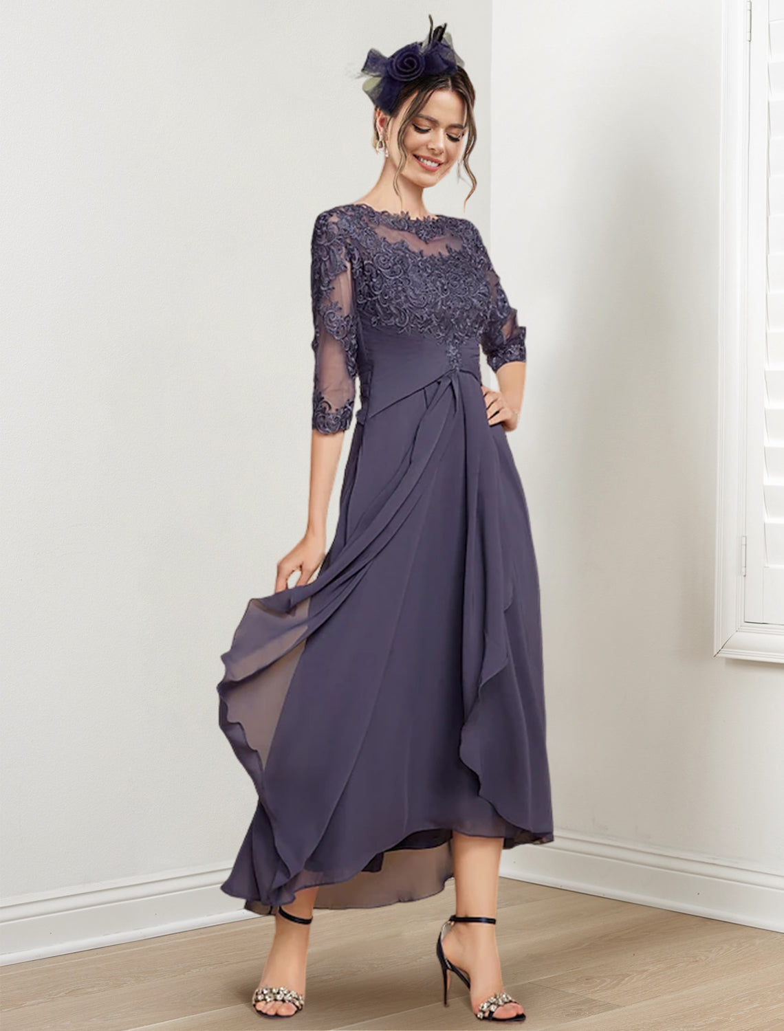 Vestidos de corte princesa/línea A hasta la rodilla para la madre de la novia 