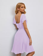 Robe de soirée dos nu, robe de bal formelle, longueur genou, manches courtes, robe de cocktail 28077 