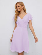 Robe de soirée dos nu, robe de bal formelle, longueur genou, manches courtes, robe de cocktail 28077 