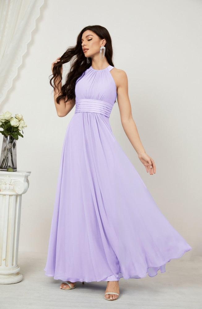 Robe de soirée formelle Baoleely en mousseline de soie, col licou, longue, sans manches, robe de demoiselle d'honneur 2802 