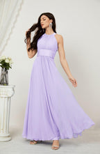Robe de soirée formelle Baoleely en mousseline de soie, col licou, longue, sans manches, robe de demoiselle d'honneur 2802 