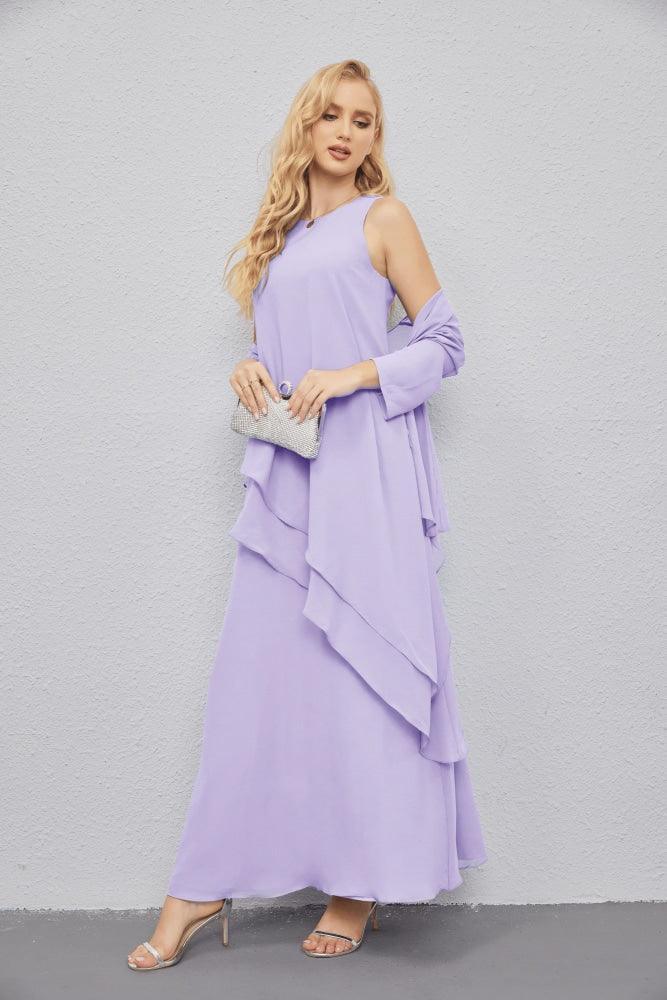 Vestidos de madre de la novia con cárdigan ligero abierto al frente, vestido formal de fiesta 28081 