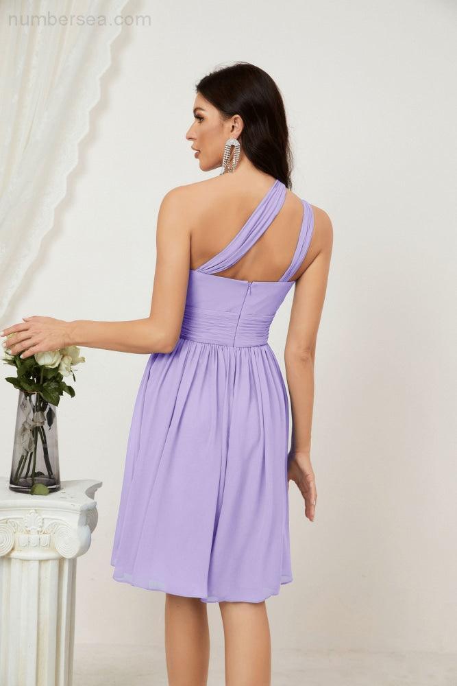 Vestido corto de gasa con un solo hombro para dama de honor de mujer Baoleely, ideal para fiestas y eventos formales como el baile de bienvenida (modelo 2804).