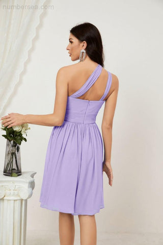 Vestido corto de gasa con un solo hombro para dama de honor de mujer Baoleely, ideal para fiestas y eventos formales como el baile de bienvenida (modelo 2804).