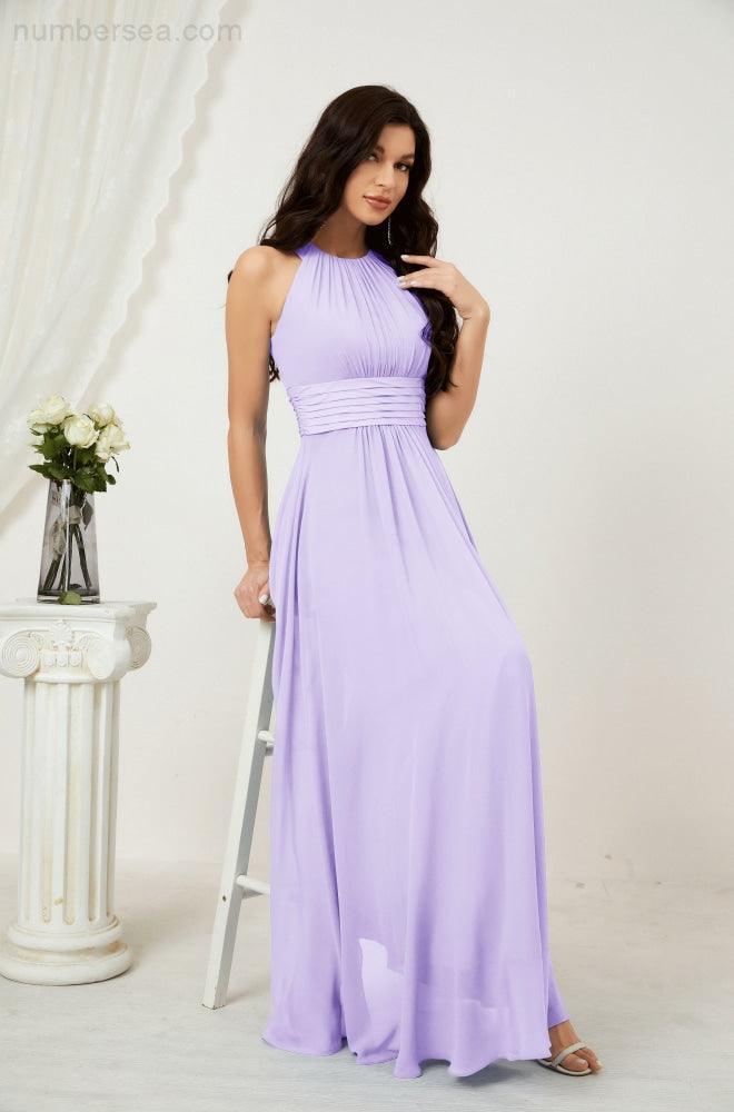 Robe de soirée formelle Baoleely en mousseline de soie, col licou, longue, sans manches, robe de demoiselle d'honneur 2802 