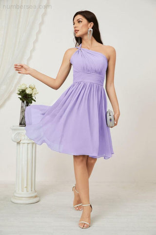 Vestido corto de gasa con un solo hombro para dama de honor de mujer Baoleely, ideal para fiestas y eventos formales como el baile de bienvenida (modelo 2804).