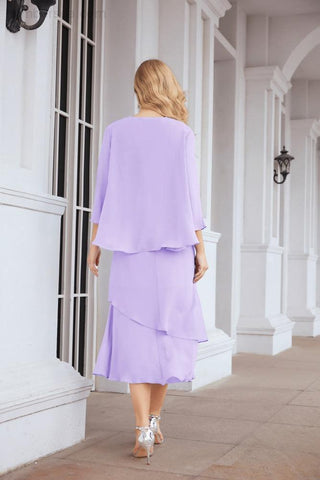 Vestido de fiesta formal de dos piezas corte A para la madre de la novia Sunderly SY28072