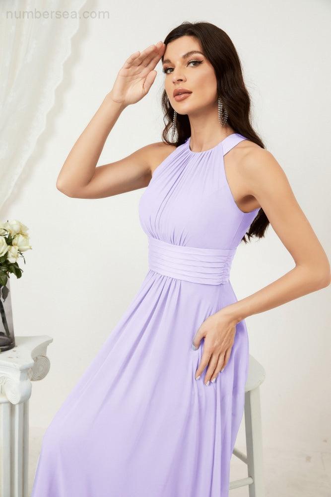 Robe de soirée formelle Baoleely en mousseline de soie, col licou, longue, sans manches, robe de demoiselle d'honneur 2802 