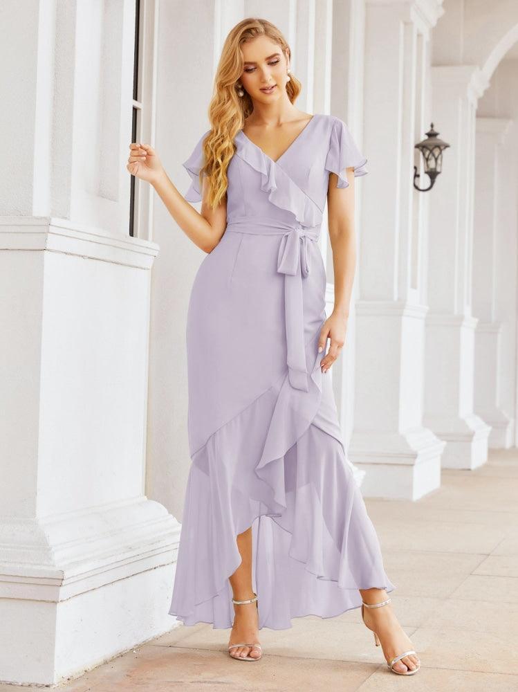 Baoleely Ruffled Bridesmaid Dresses Mermaid Formal Violin Evening Party Prom Gowns 28042