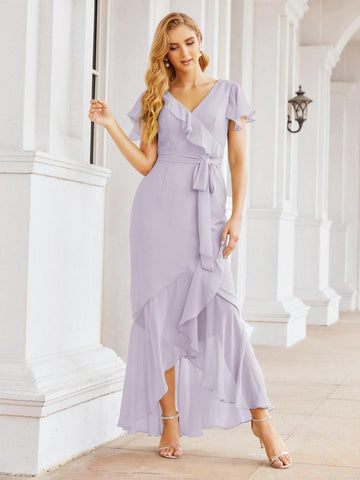 Vestidos de dama de honor Baoleely con volantes, estilo sirena, para fiestas formales, vestidos de noche, bailes de graduación y vestidos de violín 28042