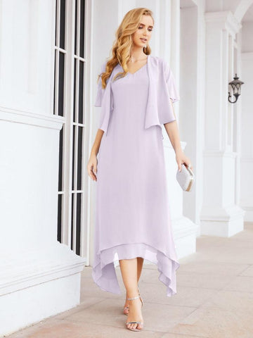 Vestido de fiesta formal de dos piezas corte A para la madre de la novia Sunderly SY28073