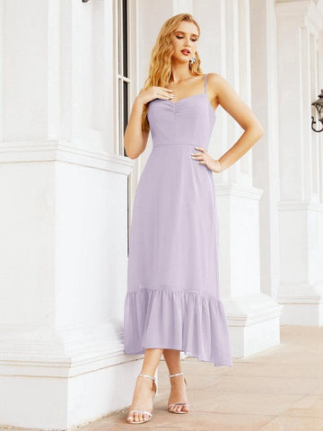 Baoleely Blackless Strap Bridesmaid Dress Ankle Length 28028