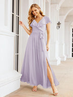 Bridesmaid Dresses with Flutter Sleeves Formal Evening Party Prom Gowns 28044