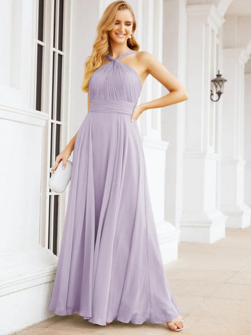 Baoleely Crisscross Halter Bridesmaid Dresses for Party Wedding Evening Prom Maxi Ball Gowns 28053