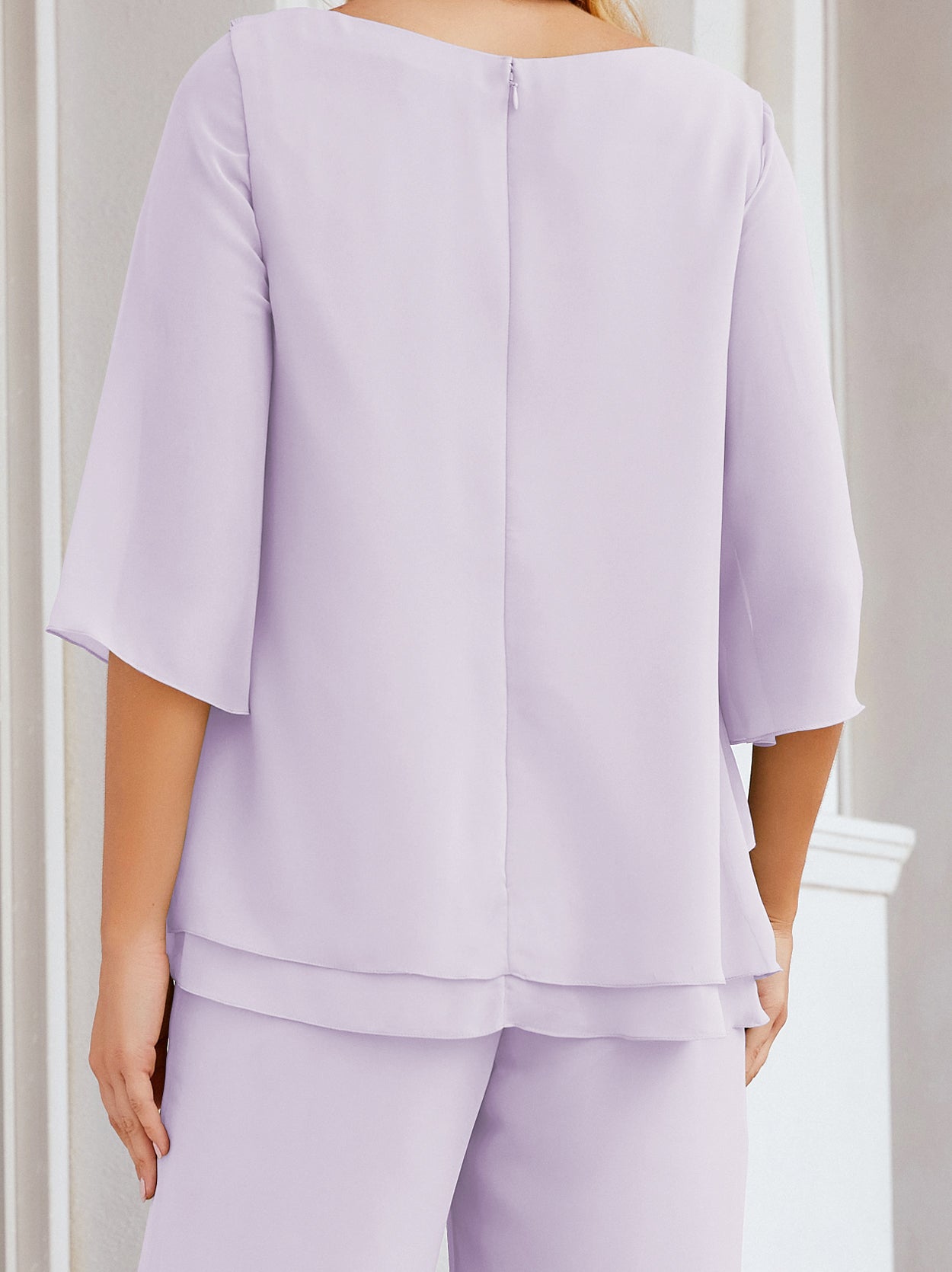 Baoleely Élégante robe mère de la mariée 2 pièces, grande taille, pantalon, volants, couches argentées, peignoir 28064