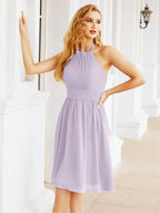 Robe de demoiselle d'honneur courte en mousseline de soie, dos nu, sans manches, robe de soirée formelle, dos nu, Baoleely 28023 