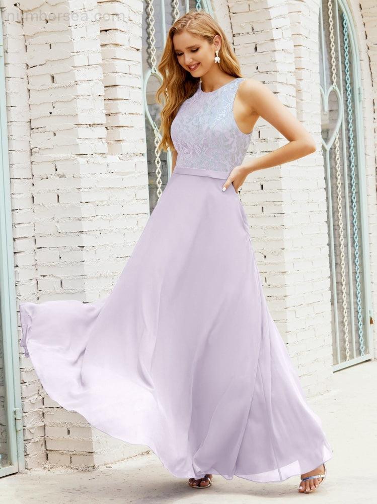 Robe de demoiselle d'honneur en dentelle, longueur au sol, avec poches, 28017 