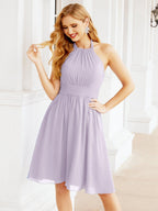 Robe de demoiselle d'honneur courte en mousseline de soie, dos nu, sans manches, robe de soirée formelle, dos nu, Baoleely 28023 