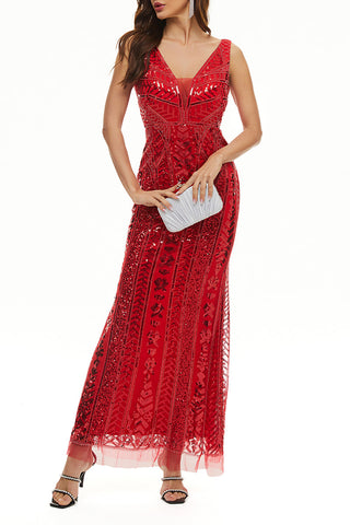 Elegantes vestidos de noche estilo universitario con lentejuelas y patchwork, escote en V. 