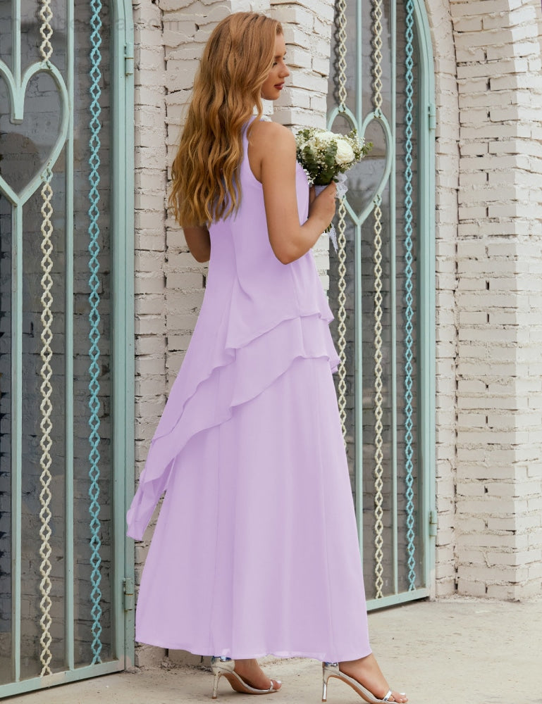 Vestido largo de gasa de talla grande para la madre de la novia, vestido de gala para dama de honor, vestido de graduación SY28019