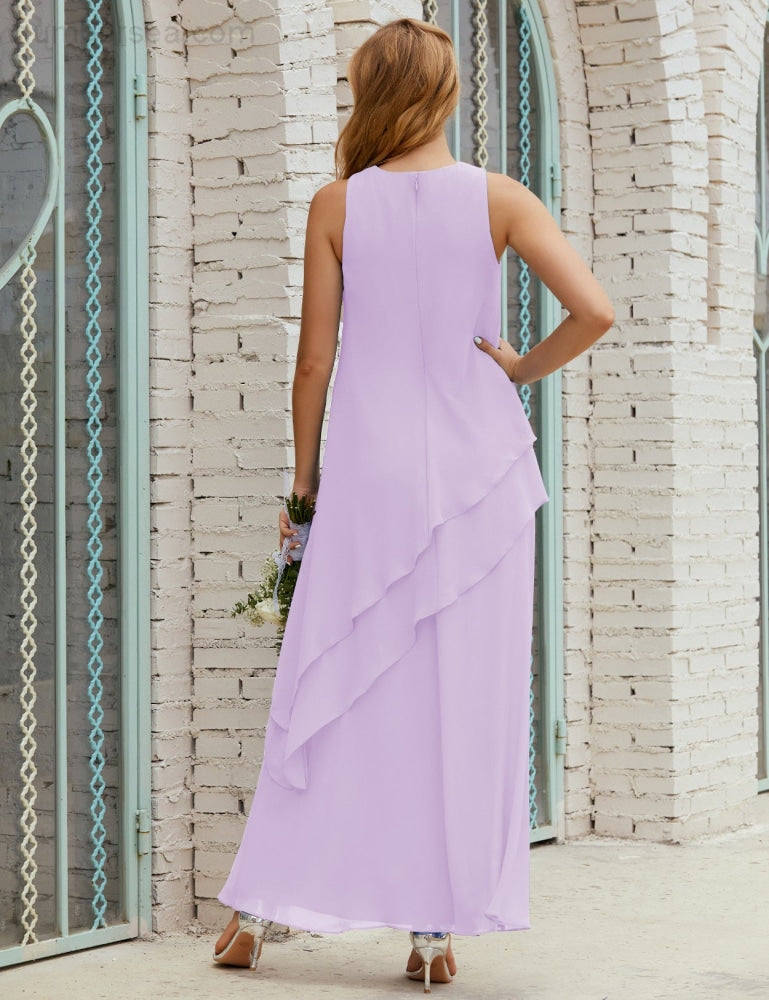 Vestido largo de gasa de talla grande para la madre de la novia, vestido de gala para dama de honor, vestido de graduación SY28019