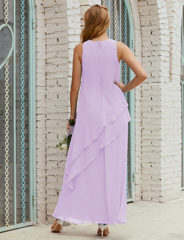 Vestido largo de gasa de talla grande para la madre de la novia, vestido de gala para dama de honor, vestido de graduación SY28019