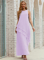 Vestido largo de gasa de talla grande para la madre de la novia, vestido de gala para dama de honor, vestido de graduación SY28019