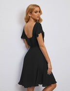 Robe de soirée dos nu, robe de bal formelle, longueur genou, manches courtes, robe de cocktail 28077 