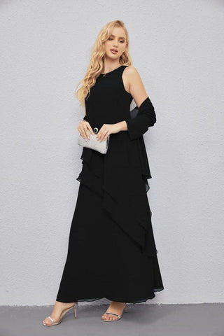 Vestidos de madre de la novia con cárdigan ligero abierto al frente, vestido formal de fiesta 28081 